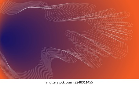 White shiny dynamic strips in a dark blue and brick red gradient background vector illustration, abstract background for websites, presentations, banners, flyers