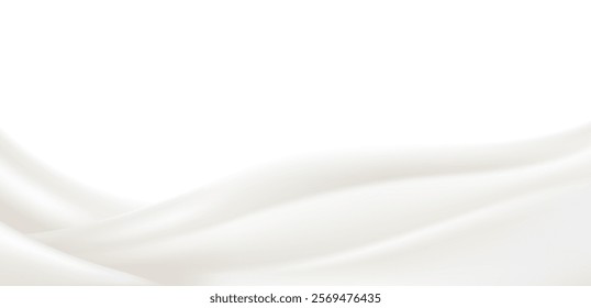 White shiny silk fabric or rippled wavy milk.