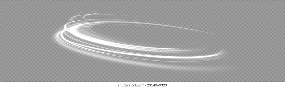 White shiny sparks of spiral wave. Curved bright speed line swirls. Shiny wavy path. Magic golden swirl with highlights. Glowing swirl bokeh effect. vector png