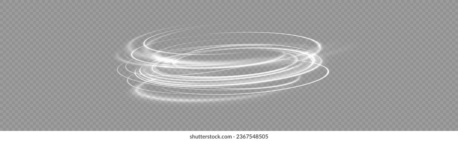 White shiny sparks of spiral wave. Curved bright speed line swirls. Shiny wavy path. Magic golden swirl with highlights. Glowing swirl bokeh effect.