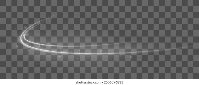 White shiny sparks of spiral wave. Imitation of the exit of cold air from the air conditioner. Vector illustration stream of fresh wind png.