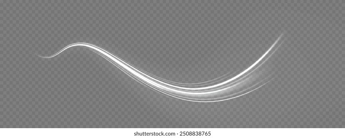 White shiny sparks of spiral wave. Imitation of the exit of cold air from the air conditioner. Vector illustration stream of fresh wind png.