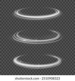 White shiny sparks of spiral wave. Imitation of the exit of cold air from the air conditioner. Vector illustration stream of fresh wind png.