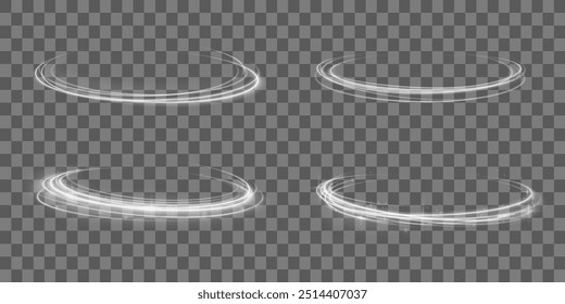 White shiny sparks of spiral wave. Imitation of the exit of cold air from the air conditioner. Vector illustration stream of fresh wind png.