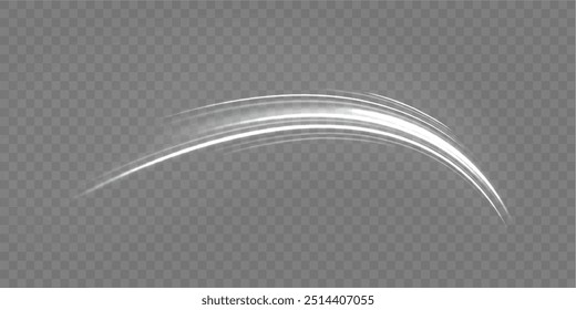 White shiny sparks of spiral wave. Imitation of the exit of cold air from the air conditioner. Vector illustration stream of fresh wind png.