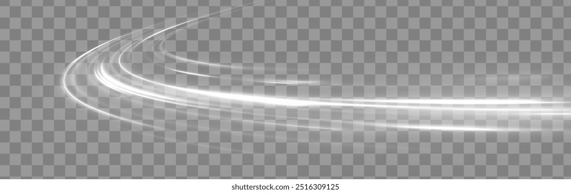 White shiny sparks of spiral wave. Imitation of the exit of cold air from the air conditioner. Vector illustration stream of fresh wind png.	