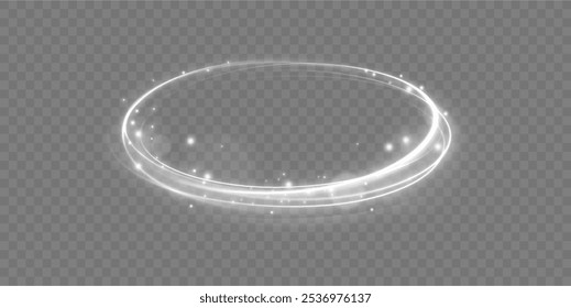 White shiny sparks of spiral wave. Imitation of the exit of cold air from the air conditioner. Light white Twirl. Curve light effect of white line.