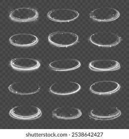 White shiny sparks of spiral wave. Imitation of the exit of cold air from the air conditioner. Vector illustration stream of fresh wind.