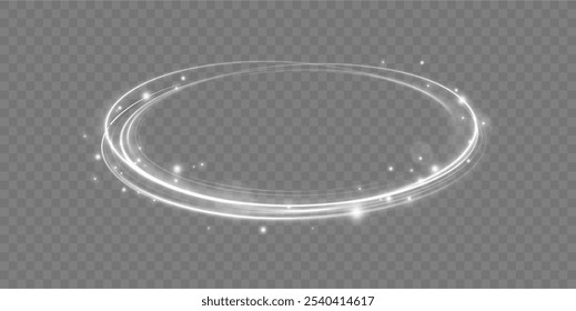 White shiny sparks of spiral wave. Imitation of the exit of cold air from the air conditioner. Light white Twirl. Curve light effect of white line.