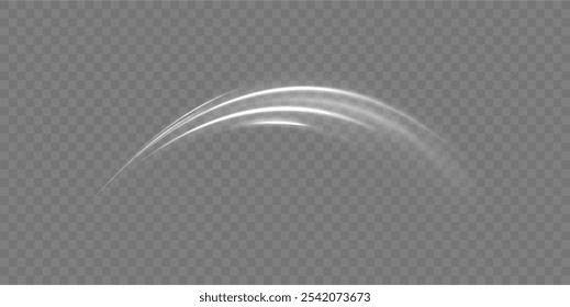 White shiny sparks of spiral wave. Imitation of the exit of cold air from the air conditioner. Vector illustration stream of fresh wind.