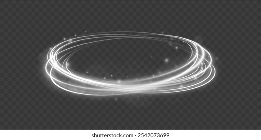 White shiny sparks of spiral wave. Imitation of the exit of cold air from the air conditioner. Vector illustration stream of fresh wind.