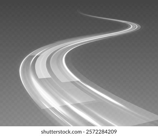 White shiny sparks of spiral wave. Imitation of the exit of cold air from the air conditioner. Vector illustration stream of fresh wind png.	