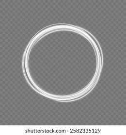 White shiny sparks of spiral wave. Png shine round frame with light circles light effect. Semicircular wave, light trail curve swirl, incandescent optical fiber vector, png, effect, wave,neon,line.