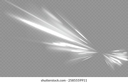White shiny sparks of spiral wave. Curved bright speed line swirls. Shiny wavy path. Magic golden swirl with highlights. Glowing swirl bokeh effect.