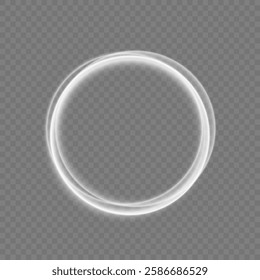 White shiny sparks of spiral wave. Png shine round frame with light circles light effect. Semicircular wave, light trail curve swirl, incandescent optical fiber vector, png, effect, wave,neon,line.