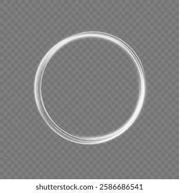 White shiny sparks of spiral wave. Png shine round frame with light circles light effect. Semicircular wave, light trail curve swirl, incandescent optical fiber vector, png, effect, wave,neon,line.