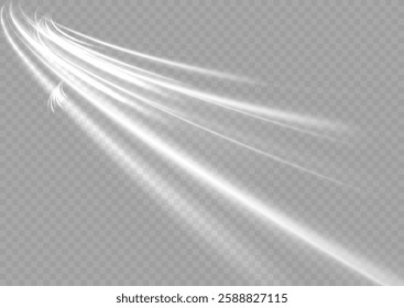 White shiny sparks of spiral wave. Curved bright speed line swirls. Shiny wavy path. Magic golden swirl with highlights. Glowing swirl bokeh effect.