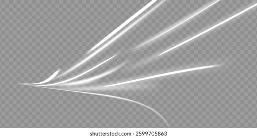 White shiny sparks of spiral wave. Curved bright speed line swirls. Shiny wavy path. Magic golden swirl with highlights. Glowing swirl bokeh effect.
