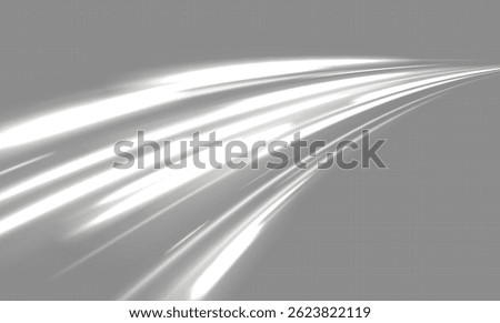 White shiny sparks of spiral wave. Curved bright speed line swirls. Shiny wavy path. Magic golden swirl with highlights. Glowing swirl bokeh effect. vortex, light, effect, white, lines, abstract.