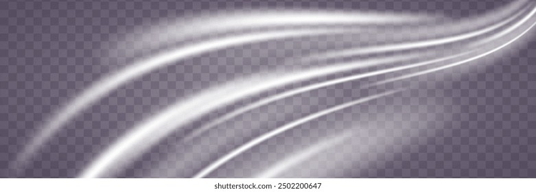 Líneas de velocidad brillantes blancas. Efecto de luz Onda de rastro brillante.	
