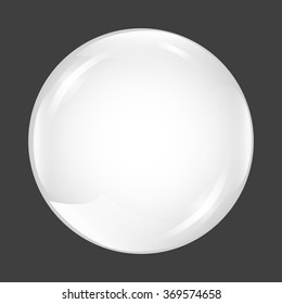 White shiny sphere on dark background. Abstract circle, ball. vector illustration. Realistic 3d pearl