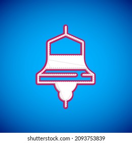 White Ship bell icon isolated on blue background.  Vector