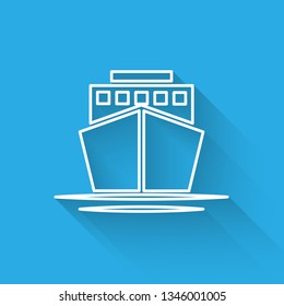 White Ship icon isolated with long shadow. Vector Illustration