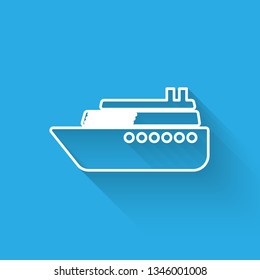 White Ship icon isolated with long shadow. Vector Illustration