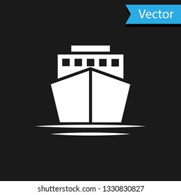 White Ship icon isolated on black background. Vector Illustration