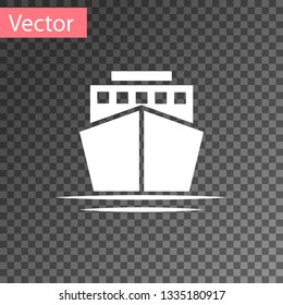White Ship icon isolated on transparent background. Vector Illustration