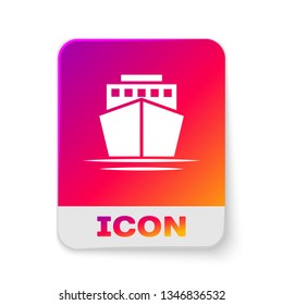 White Ship icon isolated on white background. Rectangle color button. Vector Illustration