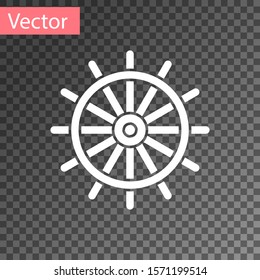 White Ship steering wheel icon isolated on transparent background.  Vector Illustration