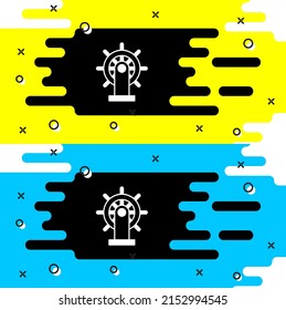 White Ship steering wheel icon isolated on black background.  Vector