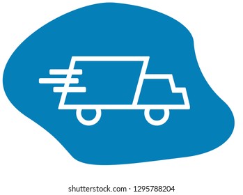 White Shipped Icon with blue background