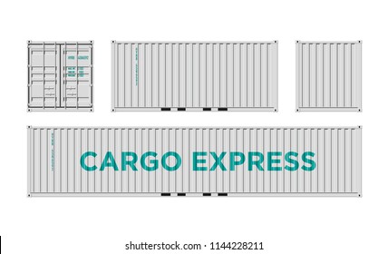 White Shipping Cargo Container for Logistics and Transportation Isolated On White Background Vector Illustration Easy To Change
