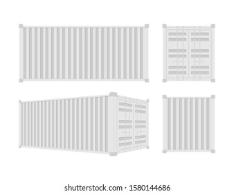 White Shipping Cargo Container Twenty and Forty feet. for Logistics and Transportation. Vector stock Illustration.
