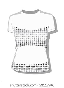 White shirt with an abstract background on the chest. Vector illustration.