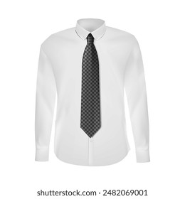A white shirt with a black tie on a white background. Vector illustration
