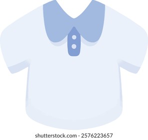 a white shirt with blue collar on transparent background