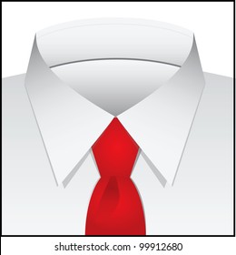 White shirt with classic collar. Vector illustration.