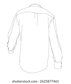 A white shirt with a collar and sleeves. The shirt is drawn in black and white. The shirt is a simple design with no pattern or detail. Back view