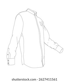 A white shirt with a collar and sleeves. The shirt is drawn in black and white. The shirt is a simple design with no pattern or detail
