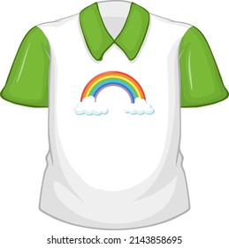 A white shirt with green sleeves on white background illustration
