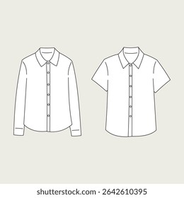 White Shirt Illustration Long Sleeve and Short Sleeve 