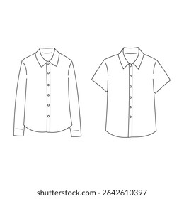 White Shirt Illustration Long Sleeve and Short Sleeve 