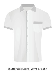 White shirt short sleeve. vector