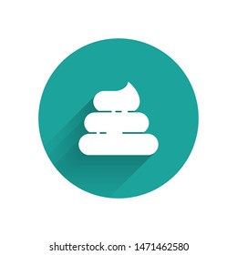 White Shit icon isolated with long shadow. Green circle button. Vector Illustration