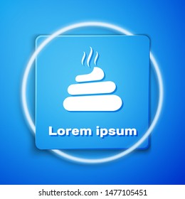 White Shit icon isolated on blue background. Blue square button. Vector Illustration