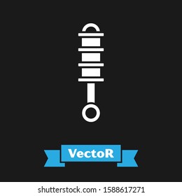 White Shock absorber icon isolated on black background.  Vector Illustration