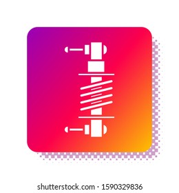 White Shock absorber icon isolated on white background. Square color button. Vector Illustration